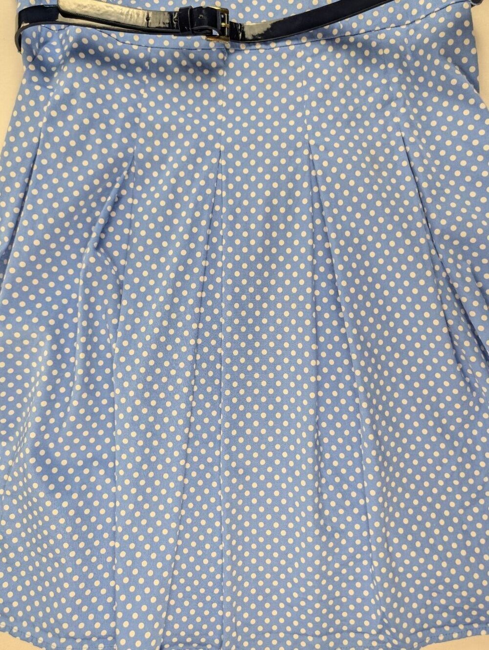 Tommy Hilfiger Light Blue Polka Dot Sleeveless Dress with Belt Size 16 - Picture 9 of 9